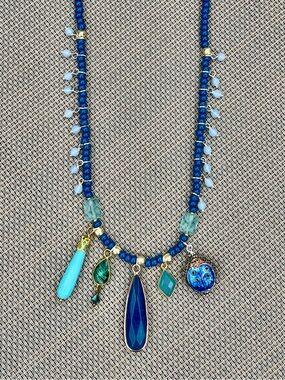 Blue Multi-Charm Pendant Necklace - Brand: